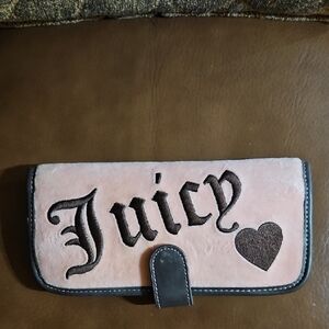 Vintage Juicy Couture Pink Brown Velour Cosmetic Makeup Case Bag Pouch Brush Y2K